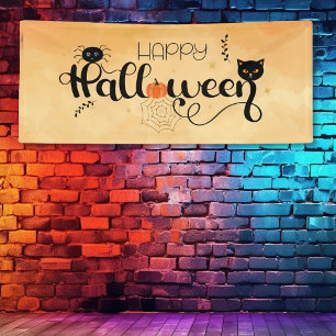 Happy Halloween Typografie Oranje Partij Spandoek