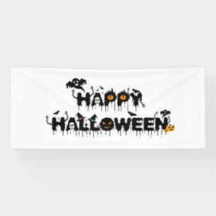 Happy Halloween Typografie Spandoek