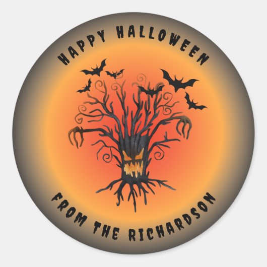 Happy Halloween uit je aangepaste naam Ronde Sticker (Voorkant)