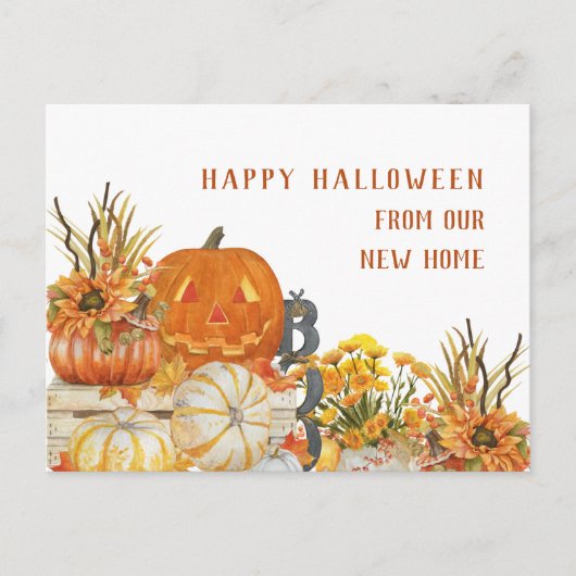 Happy Halloween uit New Home Rustic Pumpkins Feestdagenkaart (Voorkant)