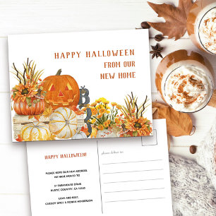 Happy Halloween uit New Home Rustic Pumpkins Feestdagenkaart