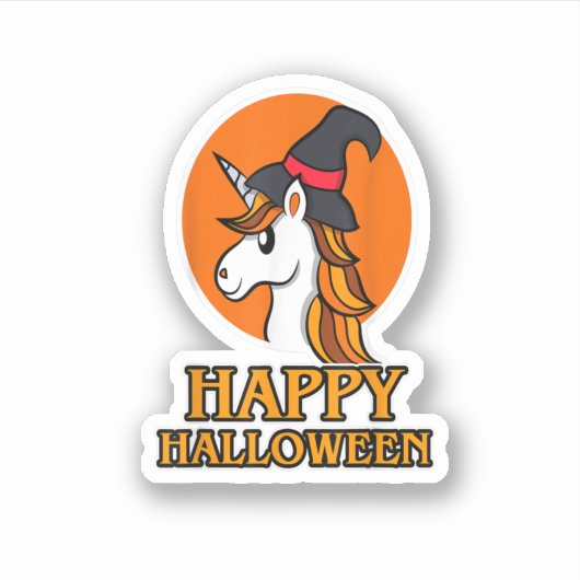 Happy Halloween Unicorn voor meisjes Halloween Uni Sticker (Voorkant)