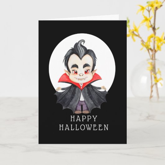 Happy Halloween - Vampire Kaart (Gele Bloem)