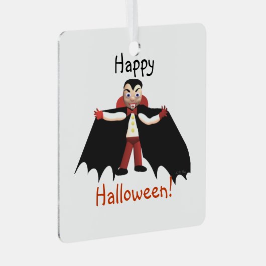 Happy Halloween Vampire Metalen Ornament (Voorkant Rechts)
