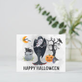 Happy Halloween Vampire Waterverf Briefkaart (Staand voorkant)