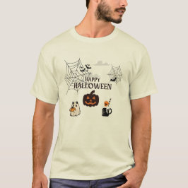 Happy Halloween Vector met pompoen en geest T-shirt