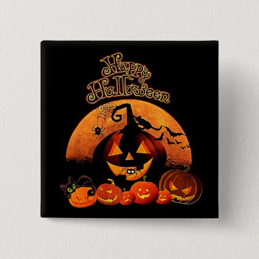 Happy Halloween Vierkante Button 5,1 Cm (Voorkant)