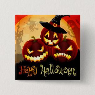 Happy Halloween Vierkante Button 5,1 Cm