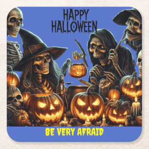 Happy Halloween Vierkante Kartonnen Onderzetter