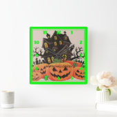 HAPPY HALLOWEEN VIERKANTE KLOK (Huis)