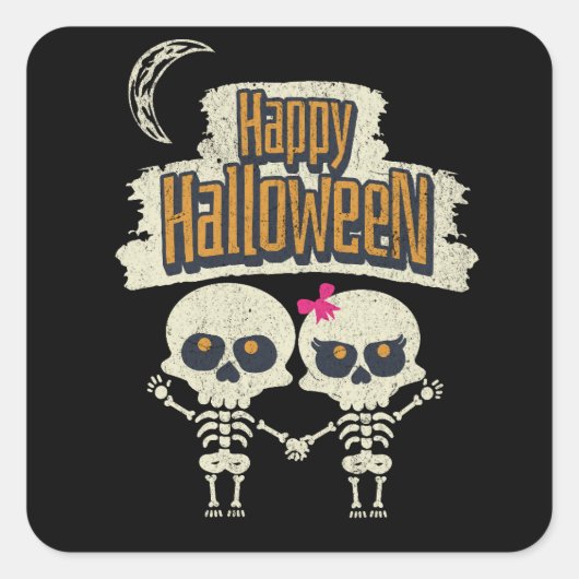 Happy Halloween Vierkante Sticker (Voorkant)