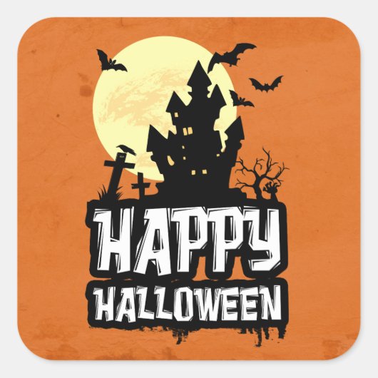 Happy Halloween Vierkante Sticker (Voorkant)