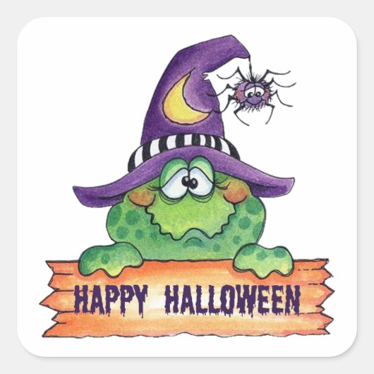 Happy Halloween Vierkante Sticker (Voorkant)