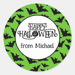 Happy Halloween vleermuizen groen zwart spooky Jou Ronde Sticker