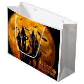 Happy Halloween (volledige maan) Groot Cadeauzakje (Voorkant Gekanteld)