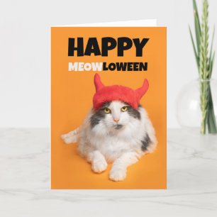 Happy Halloween voor iedereen Grappig Cat Devil Hu Feestdagen Kaart