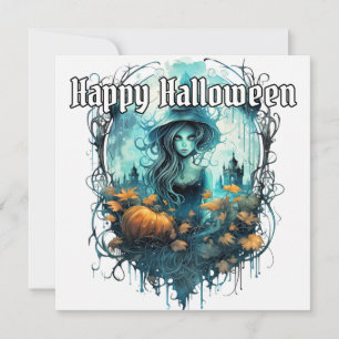 Happy Halloween Vrouwelijke heks illustratie Kaart