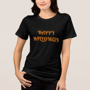 Happy Halloween Vrouwen Sinaasappel Zwart Tri-Blend Shirt