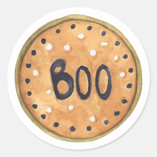 Happy Halloween | Waterverf Boo Cookie Ronde Sticker (Voorkant)