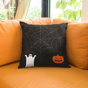 Happy Halloween Web Ghost & Pumpkin Spider Kussen