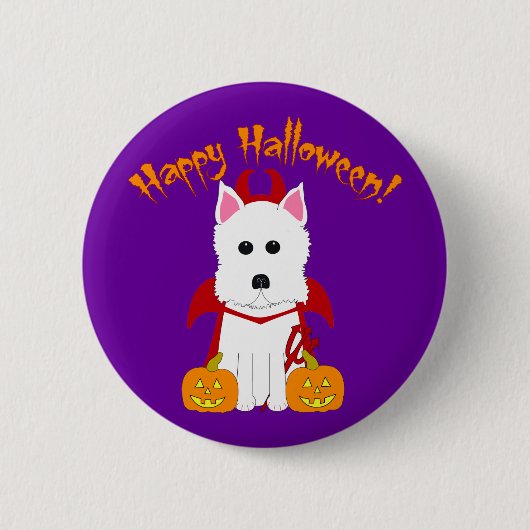 Happy Halloween Westie Devil Ronde Button 5,7 Cm (Voorkant)