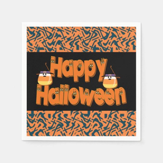 Happy Halloween Whimsical Text Napkins Servetten (Voorkant)