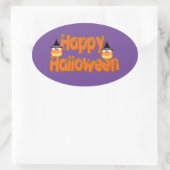 Happy Halloween Whimsical Text Oval Stickers (Tas)