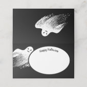 Happy Halloween White Whispy Ghost Place Card (Buitenkant ongevouwen)