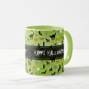 "Happy Halloween" willekeurige Iconic Pattern Gree Mok