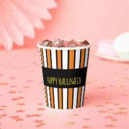 Happy Halloween wit, zwart en Sinaasappel papier b Papieren Bekers