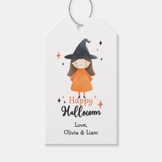 Happy Halloween Witch Custom Gift Labels Cadeaulabel (Voorkant)