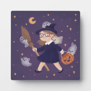 Happy Halloween Witch & Ghosts Fotoplaat
