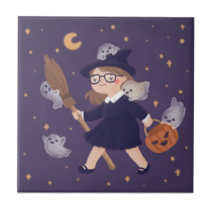 Happy Halloween Witch & Ghosts Tegeltje