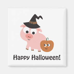 Happy Halloween! Witch Pig Magneet
