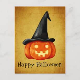 Happy Halloween Witch Pumpkin Briefkaart