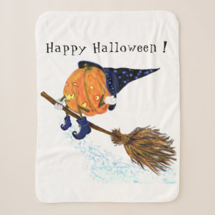 Happy Halloween Witch Pumpkin-vliegende kamer - gr Sherpa Deken