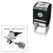 Happy Halloween Witch Pumpkin-vliegende kamer - gr Zelfinktende Stempel (In situ)