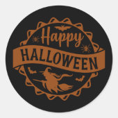 Happy Halloween Witch Ronde Sticker (Voorkant)