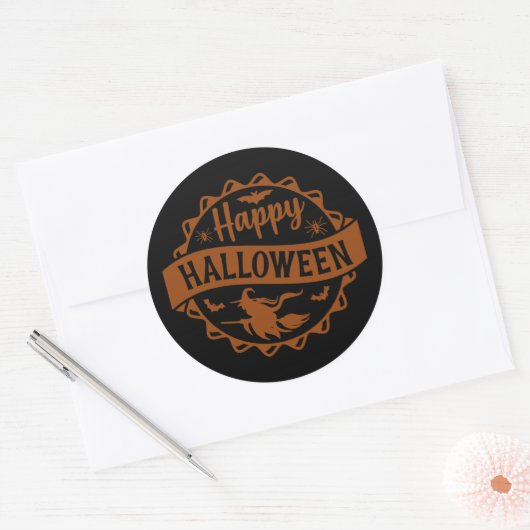 Happy Halloween Witch Ronde Sticker (Envelop)