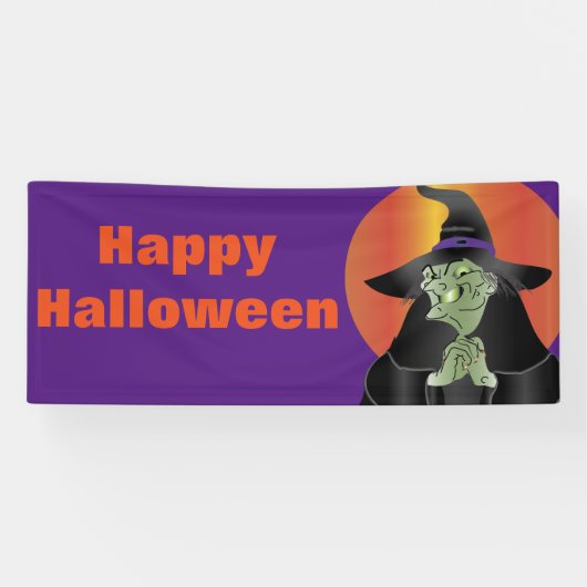 Happy Halloween Witch Spandoek (Horizontaal)