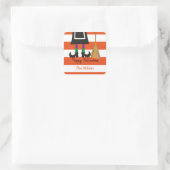 Happy Halloween Witch Stripes Vierkante Sticker (Tas)