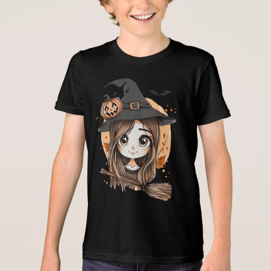 Happy Halloween Witch Tri-Blend Jeugd T-Shirt (Voorkant)