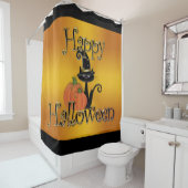 Happy Halloween Witches Cat Douchegordijn (In situ)
