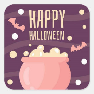 Happy Halloween Witches Pot Vierkante Sticker