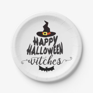 Happy Halloween Witches Typography Halloween Papieren Bordje