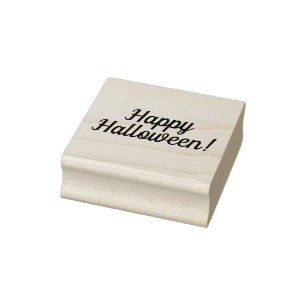 Happy Halloween Wooden Block Mounched Rubber Stamp Rubberstempel