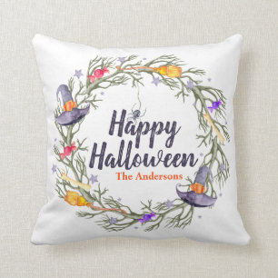Happy Halloween Wreath Personalized   Sierkussen