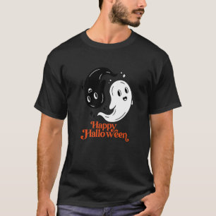 Happy Halloween Yin en Yang Black en White Ghost T-shirt