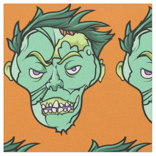 Happy Halloween Zombie Pattern Green Sinaasappel Stof