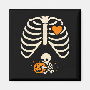 Happy Halloween Zwanger Baby Skelet Spooky Zeeen Magneet